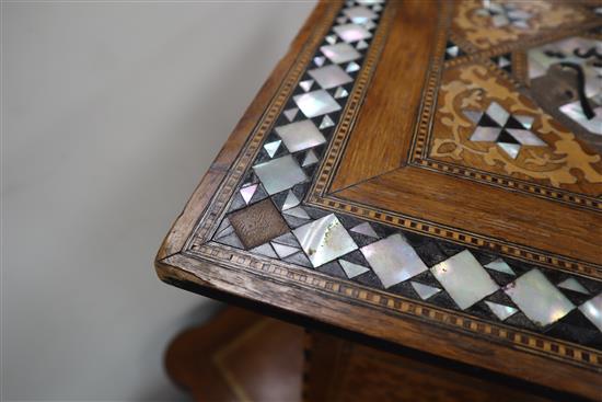 Two Moorish mother-of-pearl inlaid occasional tables largest 36cm